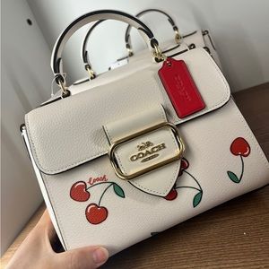 Morgan Top Handle Satchel With Heart Cherry Print